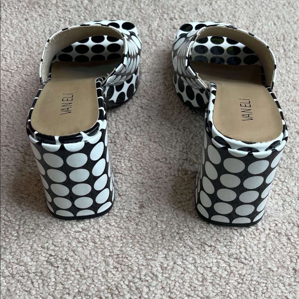 NWT Vaneli Black and White Moyra Polka Dot Chunky Platform Sandals - Picture 10 of 10